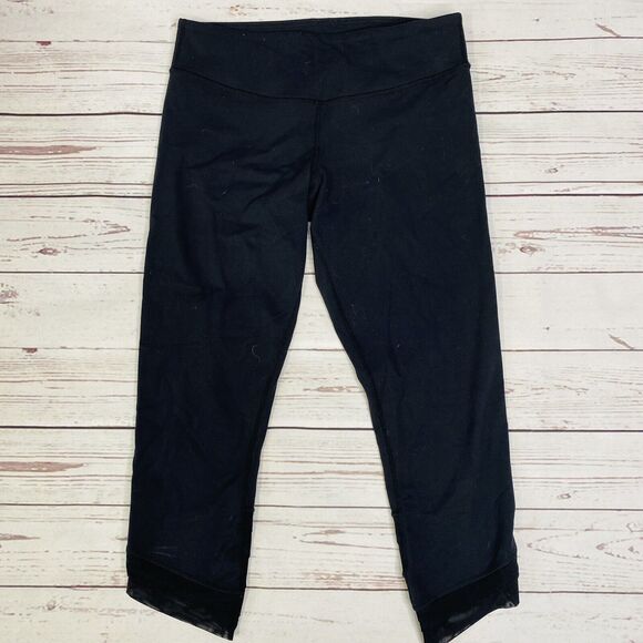 Lululemon Wunder Under Crop *SE Pleat 6 Black Luon - Picture 2 of 6